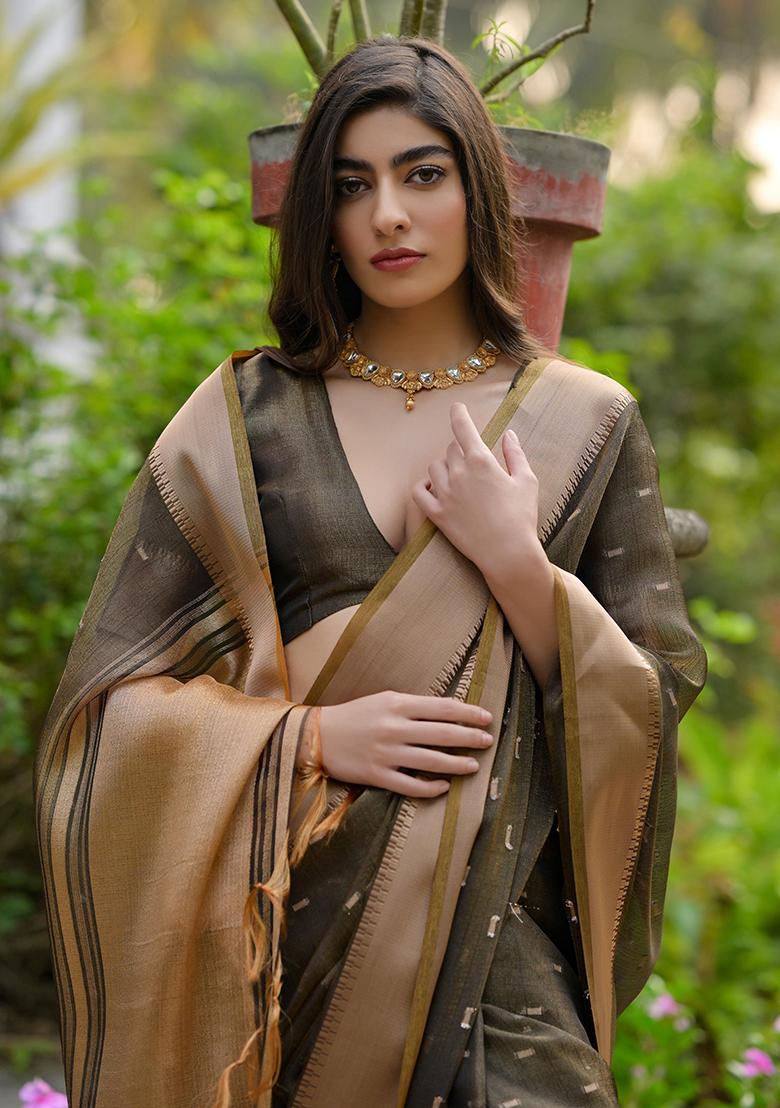 Coffee Weaving Silk Saree Set
