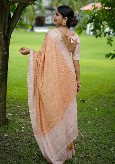 Yellow Woven Silk Saree Set
