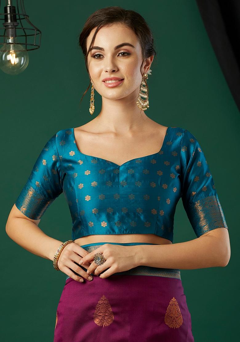 Wine Woven Silk Saree Set