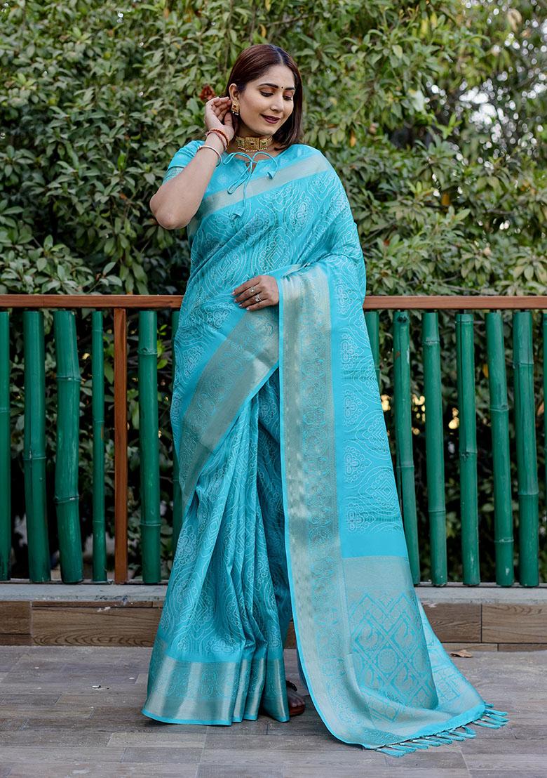 Sea Green Woven Silk Saree Set