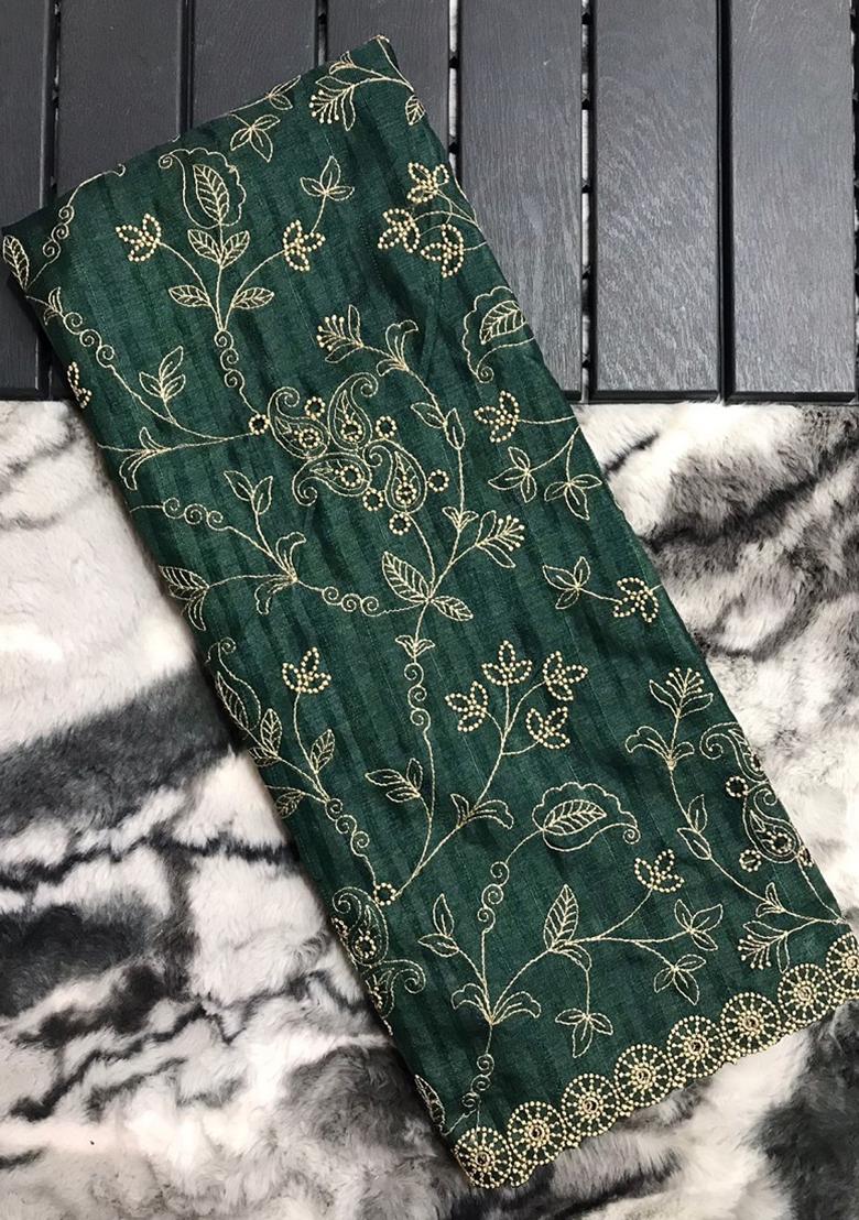 Green Embroidered Silk Saree Set