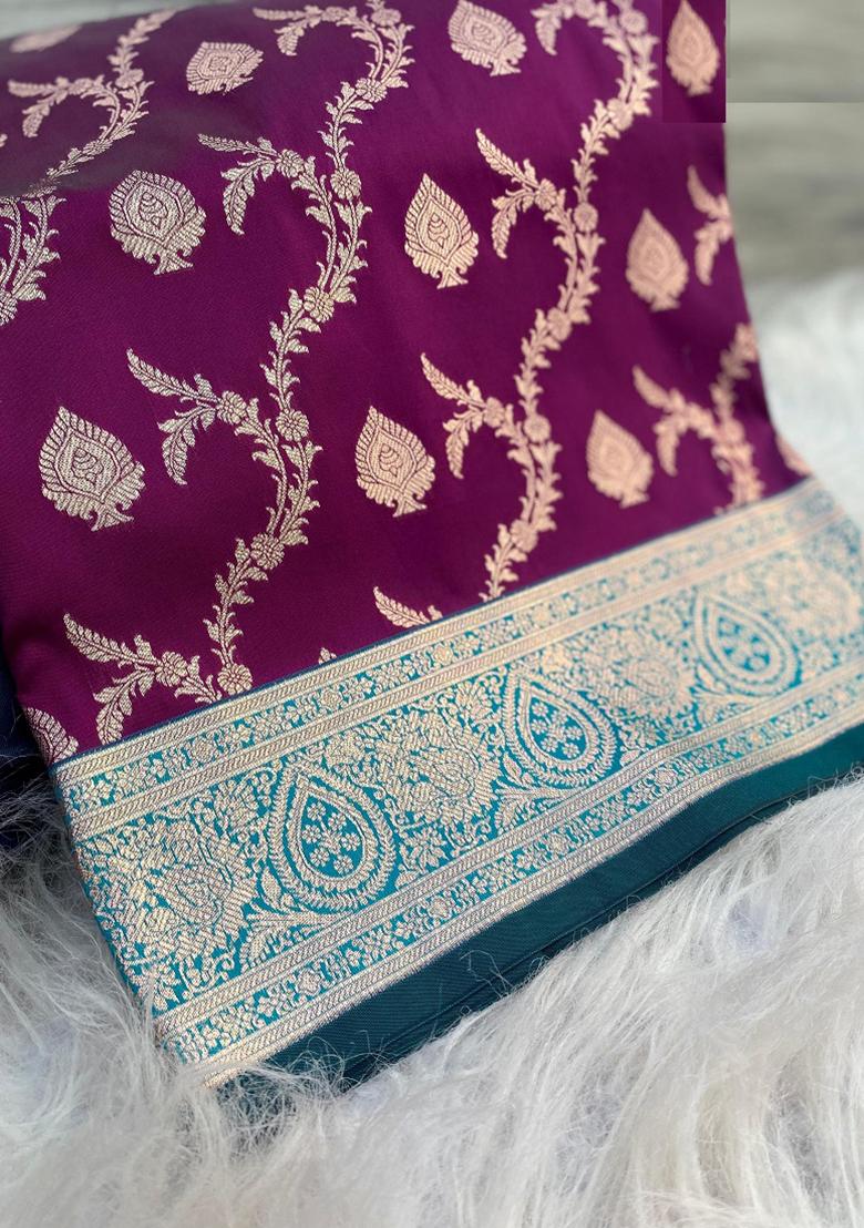 Purple Weaving Silk Saree Set