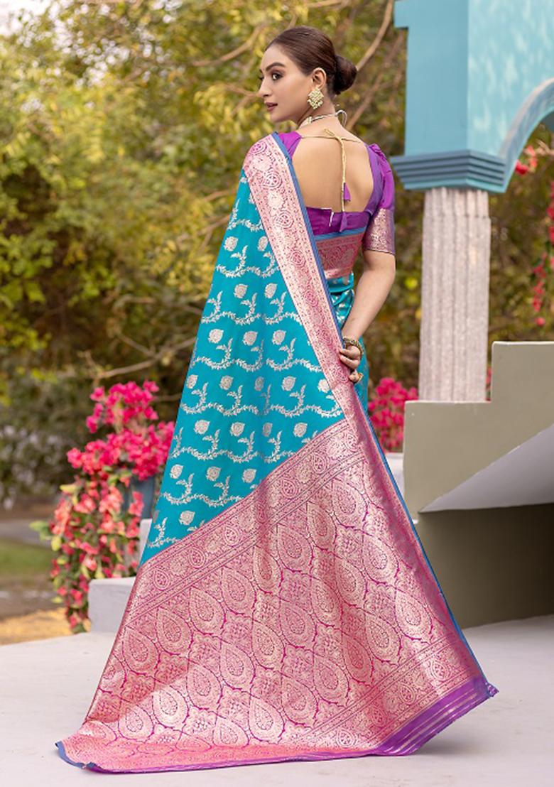 Rama Green Weaving Silk Saree Set