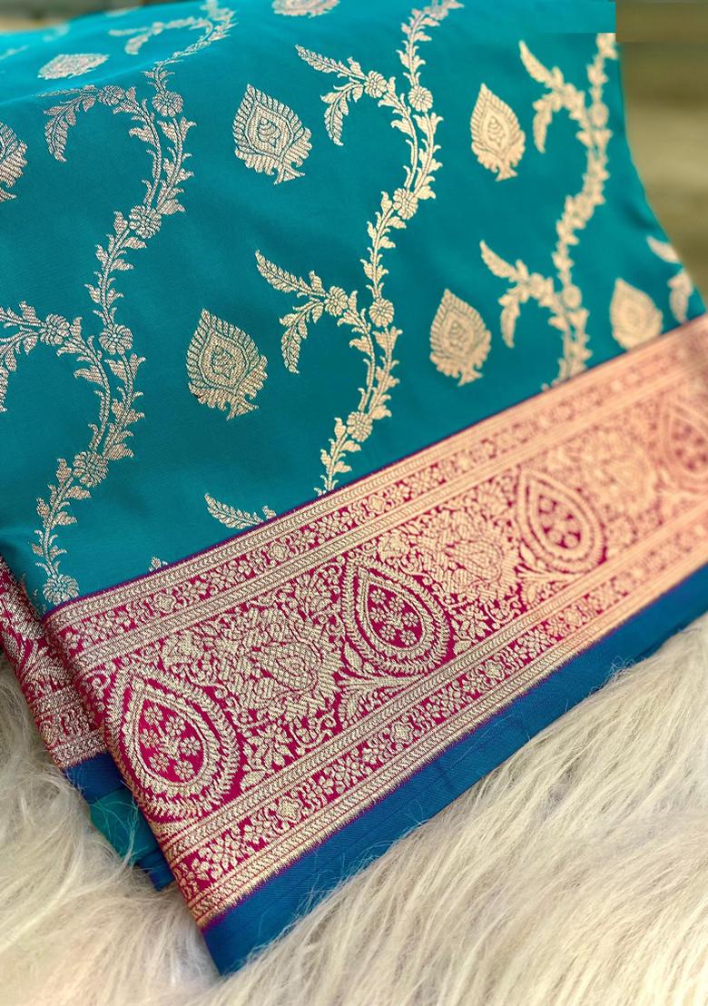 Rama Green Weaving Silk Saree Set