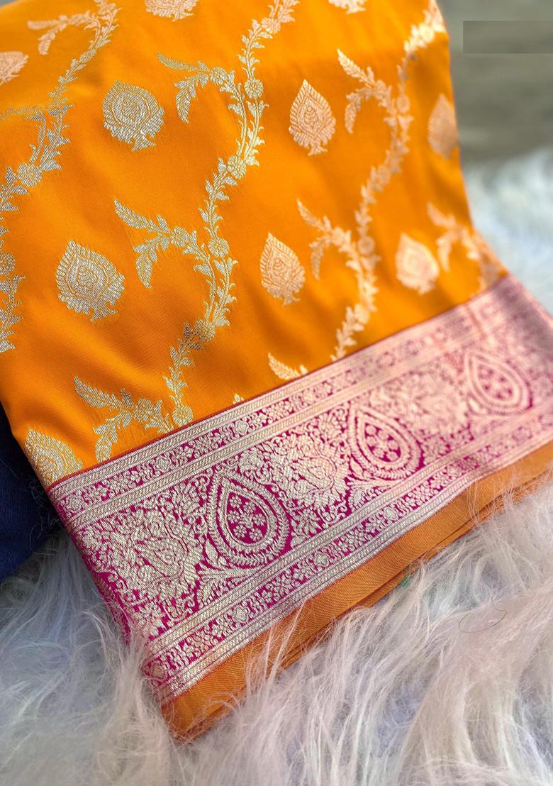 Yellow Weaving Silk Saree Set