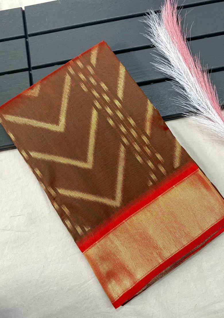 Mehandi Zari Silk Saree Set