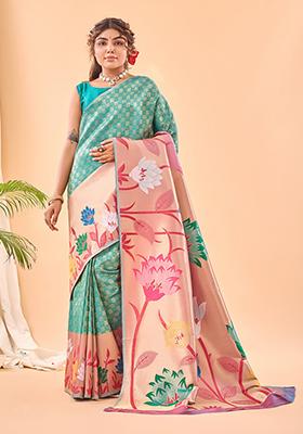 Rama Green Meenakari Silk Saree Set