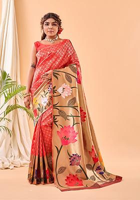 Red Meenakari Silk Saree Set