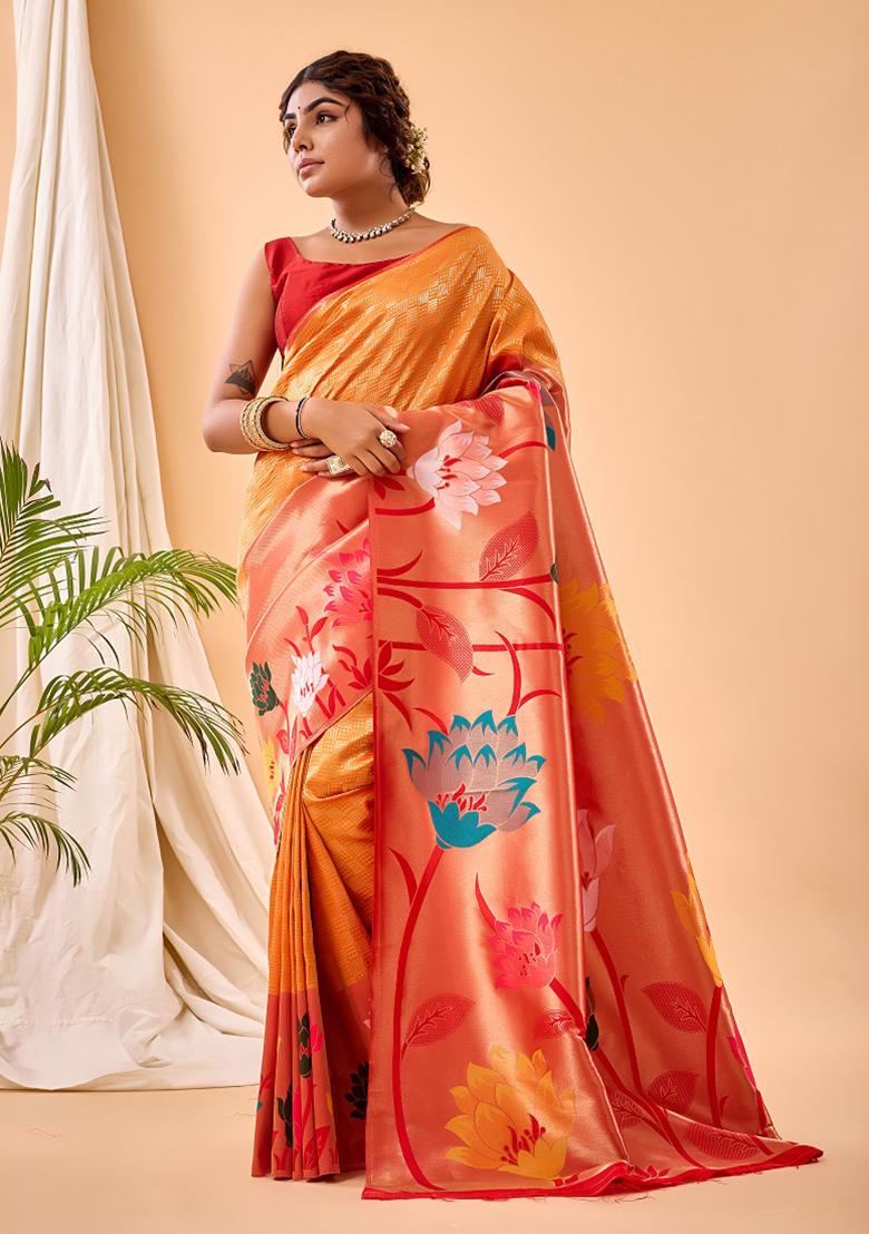Yellow Meenakari Silk Saree Set