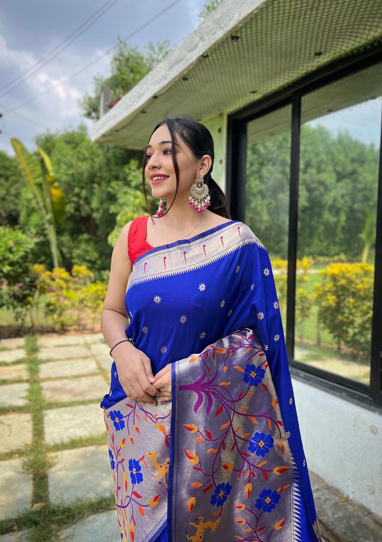 Violet Meenakari Silk Saree Set