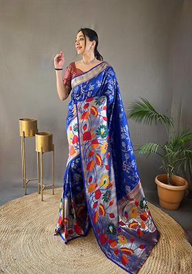 Violet Zari Silk Saree Set