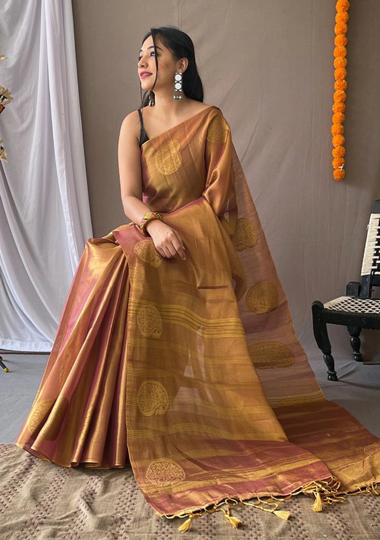 Dusty Zari Tissue Silk Saree Set