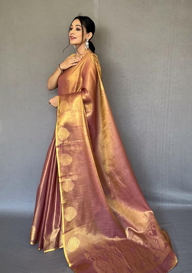 Dusty Zari Tissue Silk Saree Set