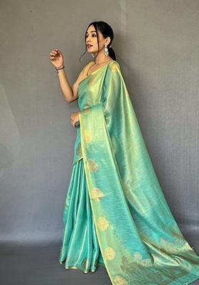 Green Zari Tissue Silk Saree Set