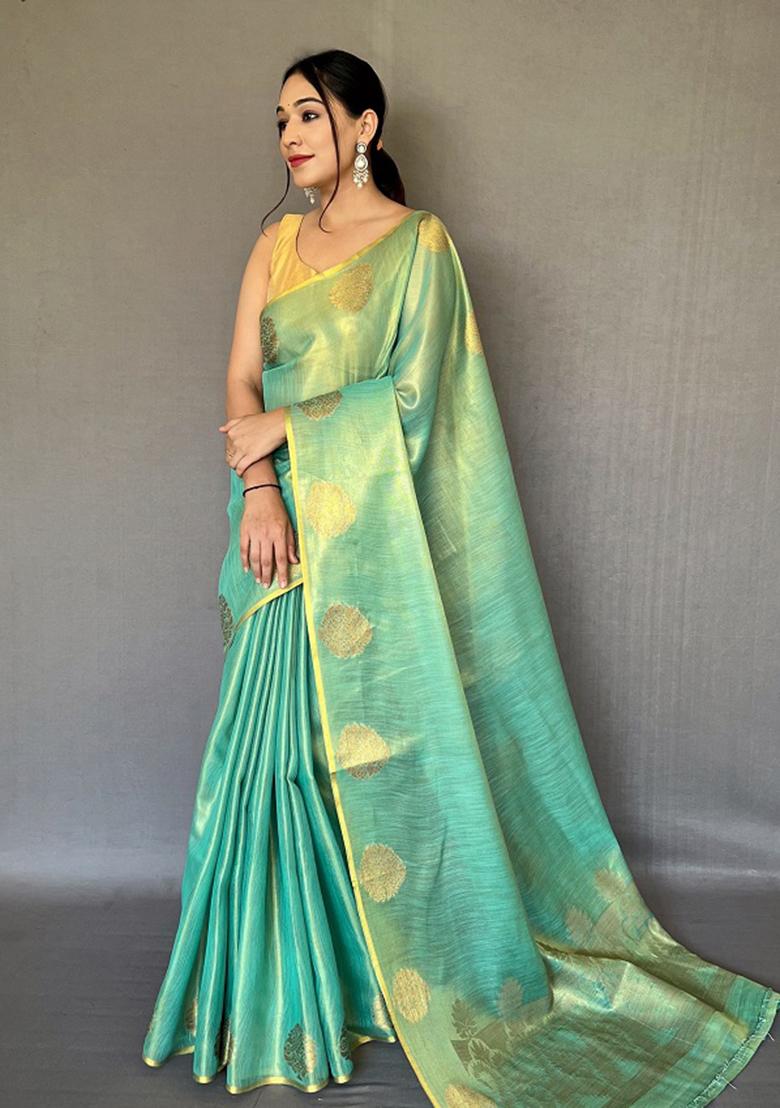 Green Zari Tissue Silk Saree Set