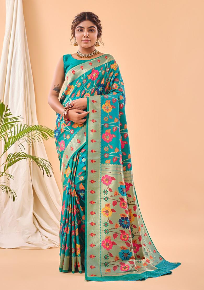 Rama Green Meenakari Silk Saree Set