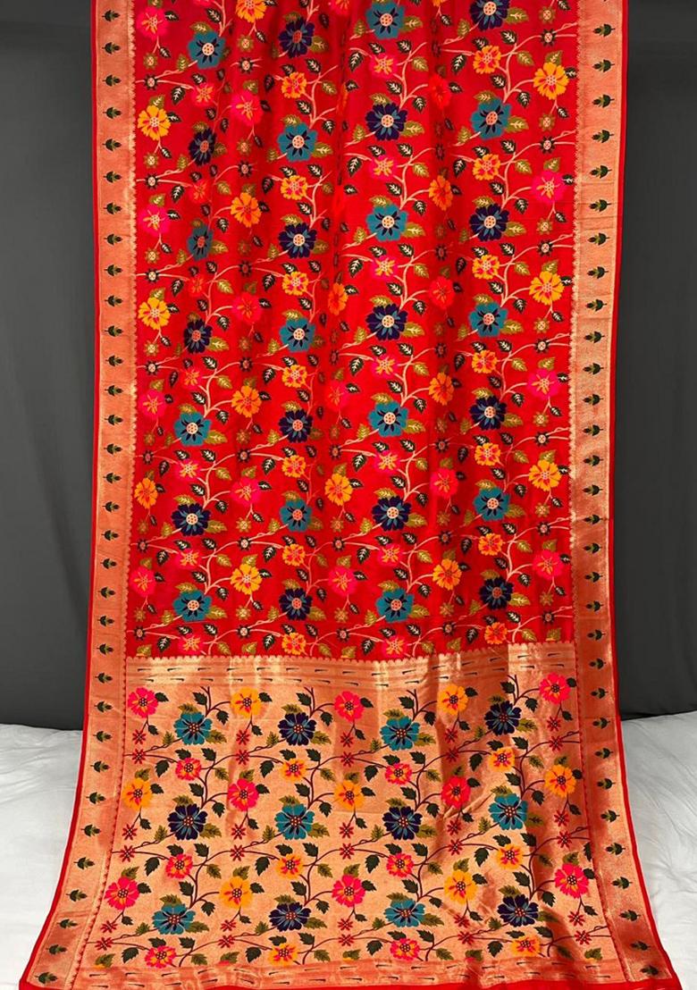 Red Meenakari Silk Saree Set