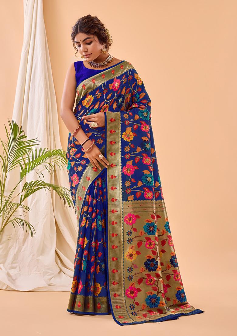 Violet Meenakari Silk Saree Set