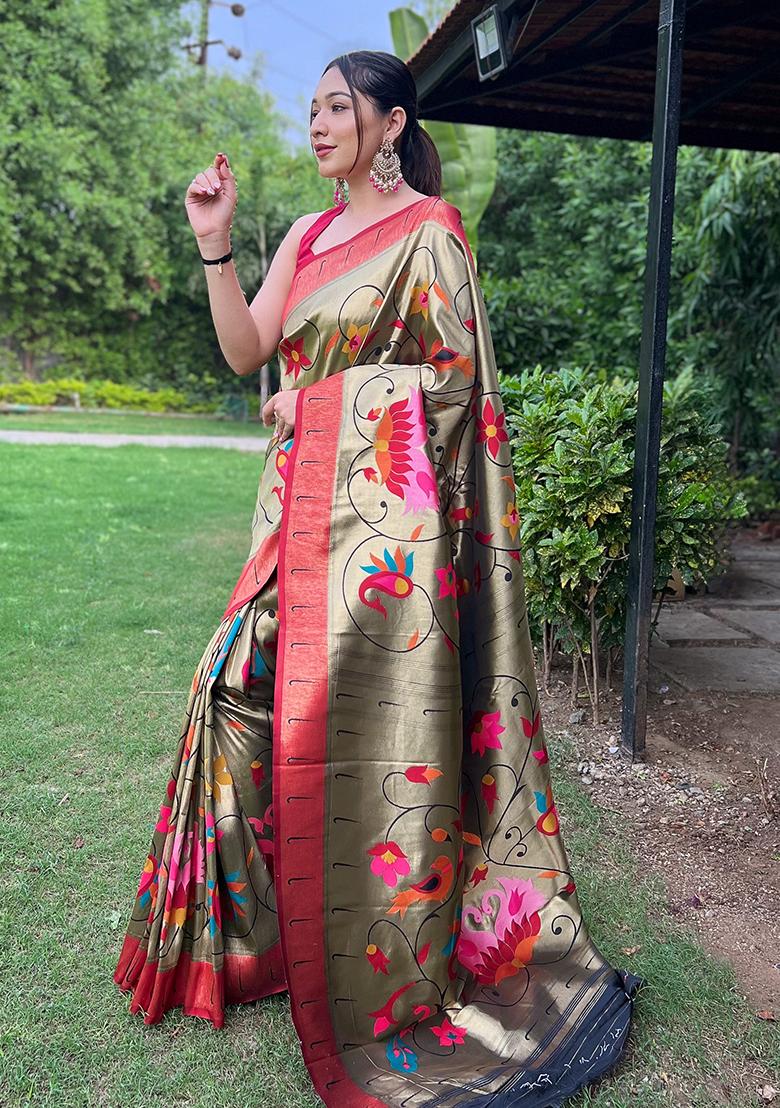 Black Meenakari Silk Saree Set