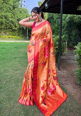 Yellow Meenakari Silk Saree Set