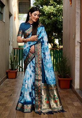 Morphich Solid Silk Saree Set