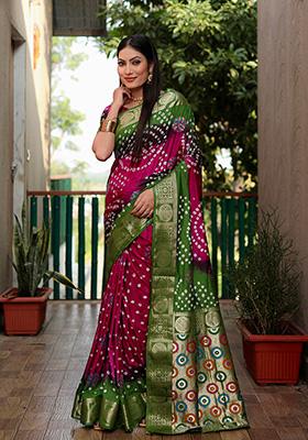 Green Meenakari Silk Saree Set