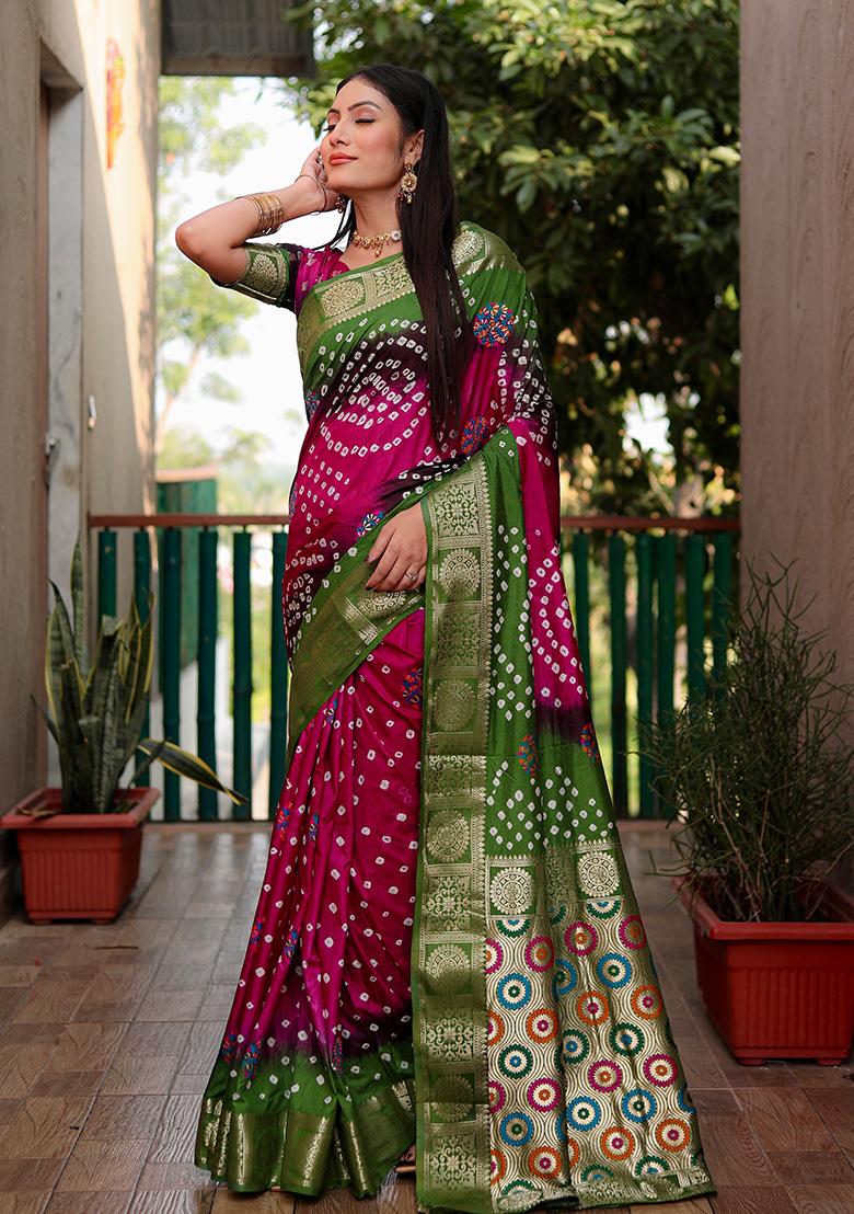 Green Meenakari Silk Saree Set