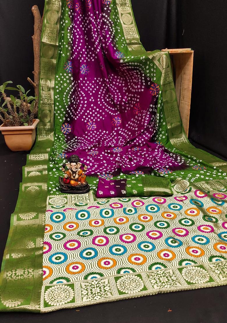 Green Meenakari Silk Saree Set