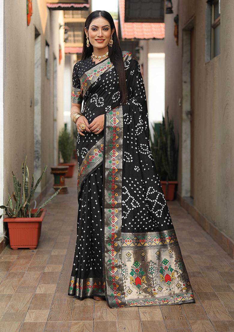 Black Patola Silk Saree Set