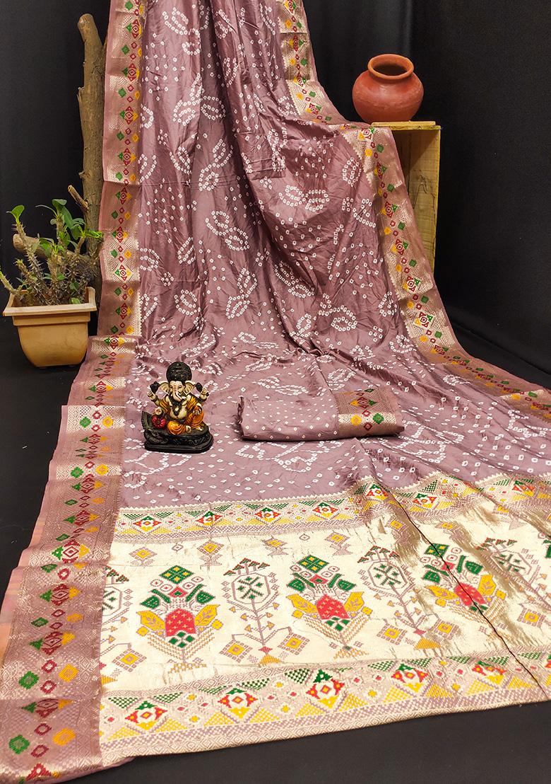 Light Pink Patola Silk Saree Set