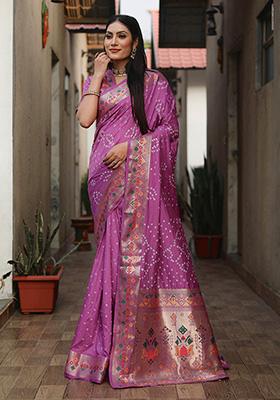 Lavender Patola Silk Saree Set
