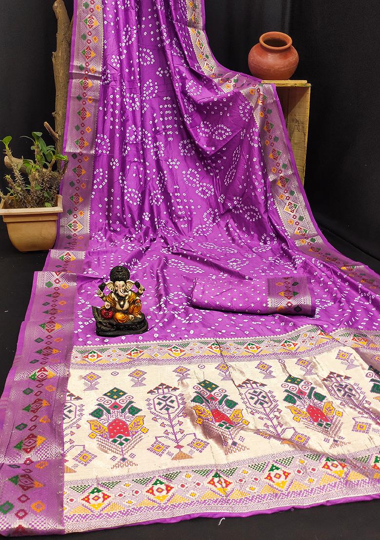 Lavender Patola Silk Saree Set