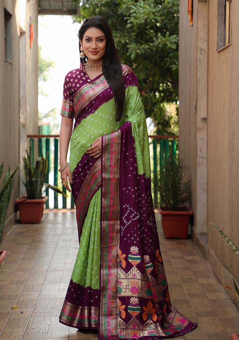 Light Green Zari Silk Saree Set