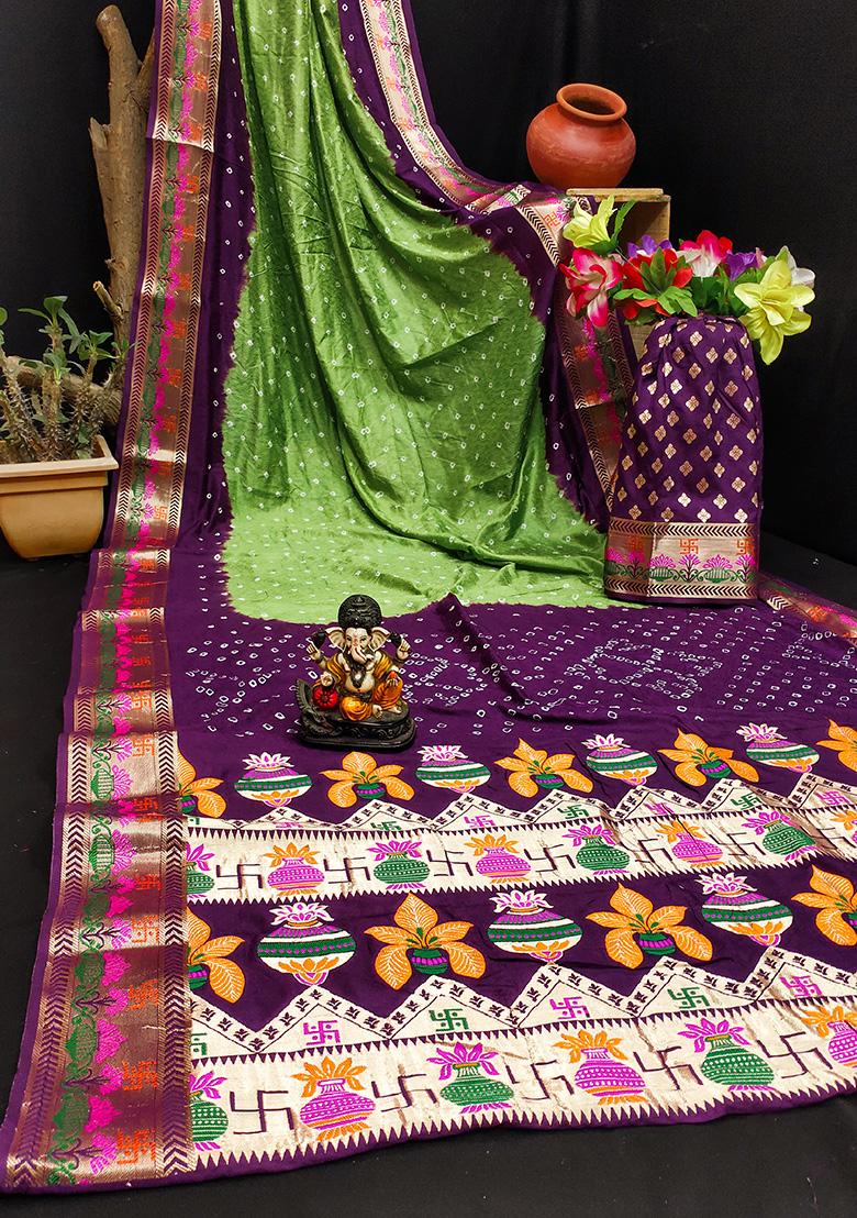 Light Green Zari Silk Saree Set