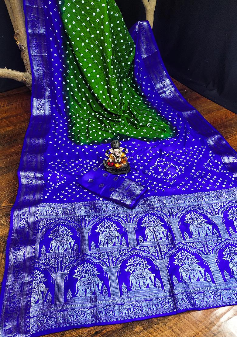 Dark Blue Zari Silk Saree Set