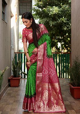 Light Pink Zari Silk Saree Set