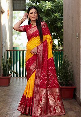 Red Zari Silk Saree Set