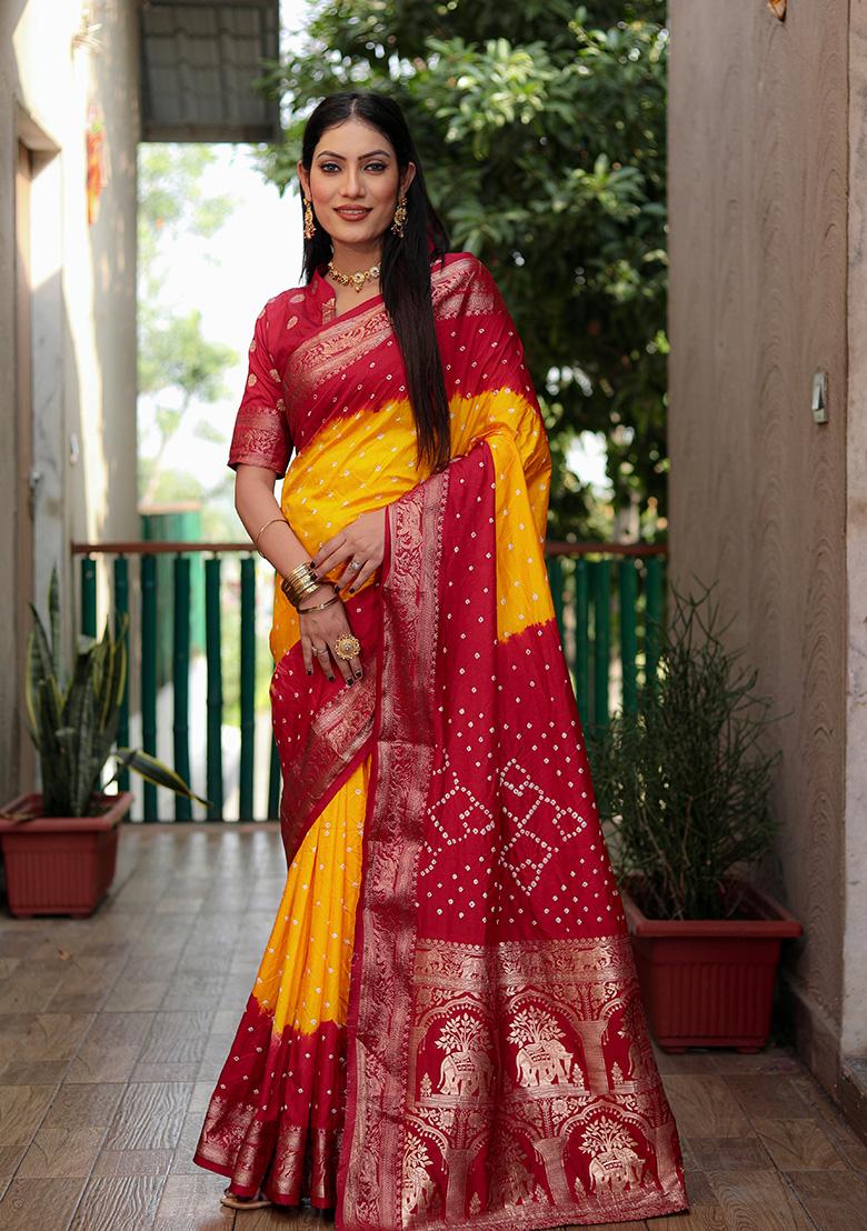 Red Zari Silk Saree Set