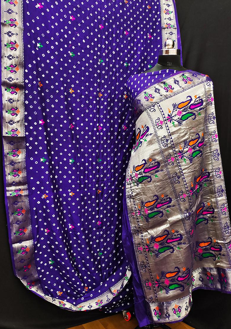 Blue Zari Silk Saree Set