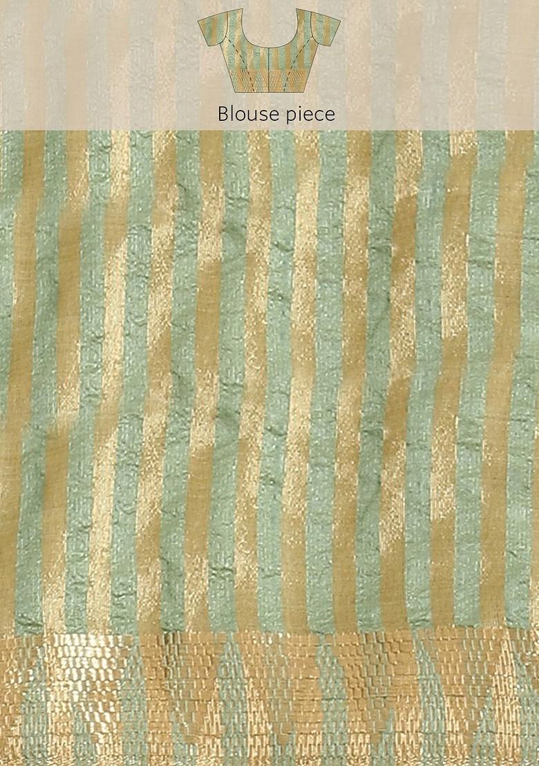 Green Embroidered Silk Saree Set