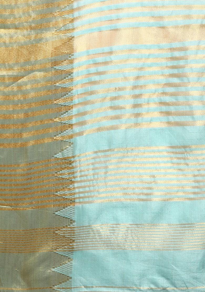 Blue Embroidered Silk Saree Set