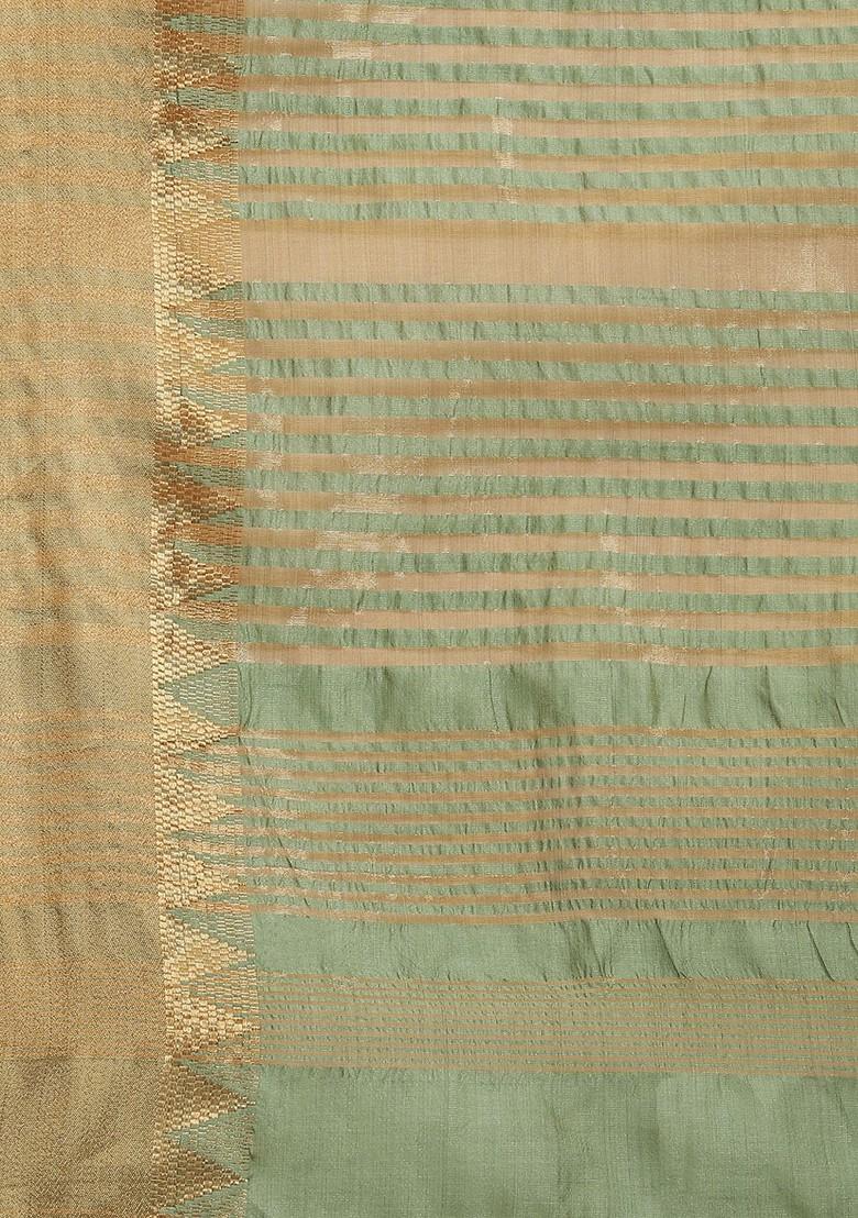 Green Embroidered Silk Saree Set