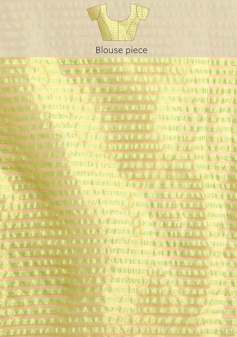 Lime Green Embroidered Silk Saree Set