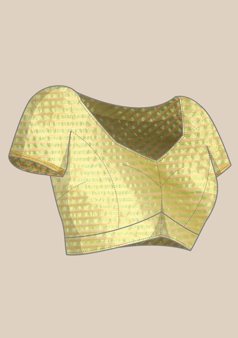 Lime Green Embroidered Silk Saree Set