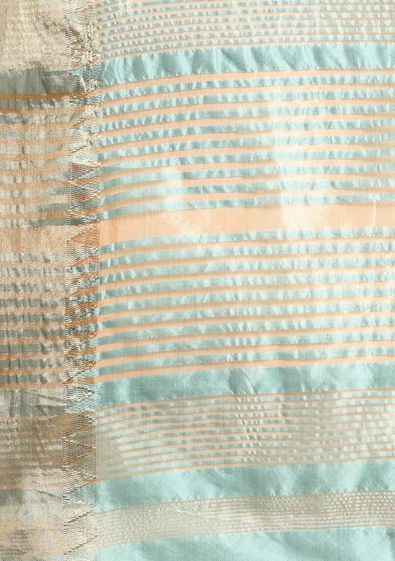 Turquoise Blue Embroidered Silk Saree Set