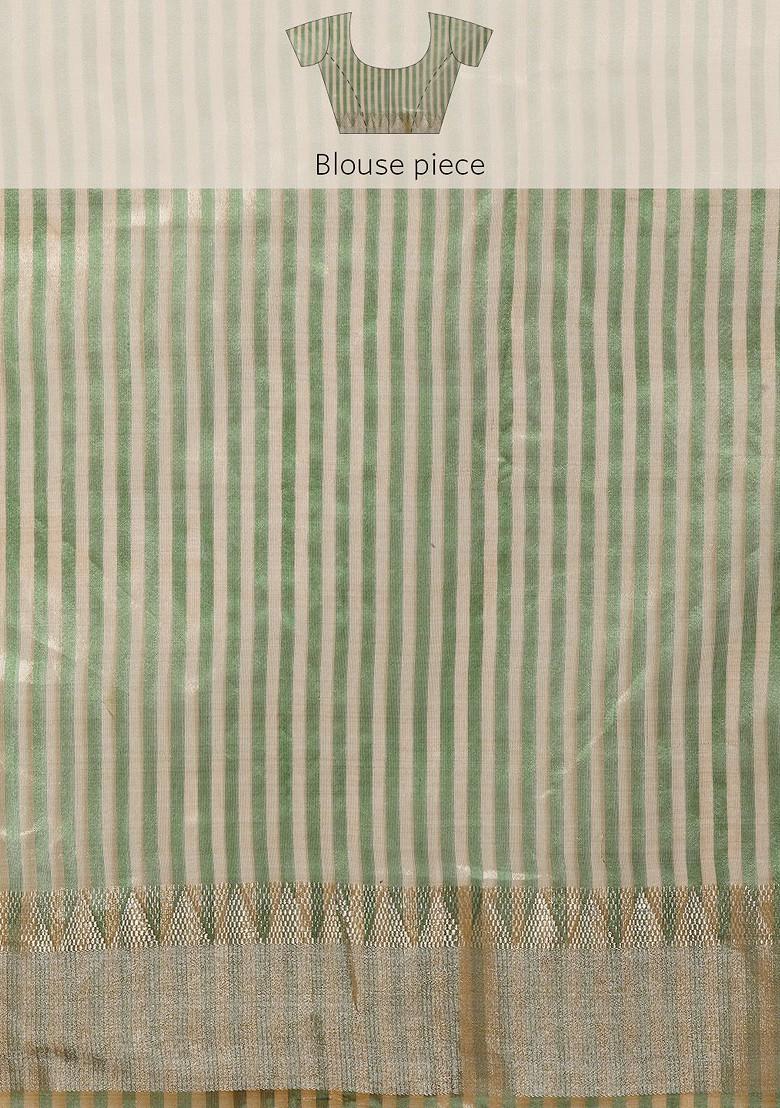 Green Embroidered Poly Blend Saree Set