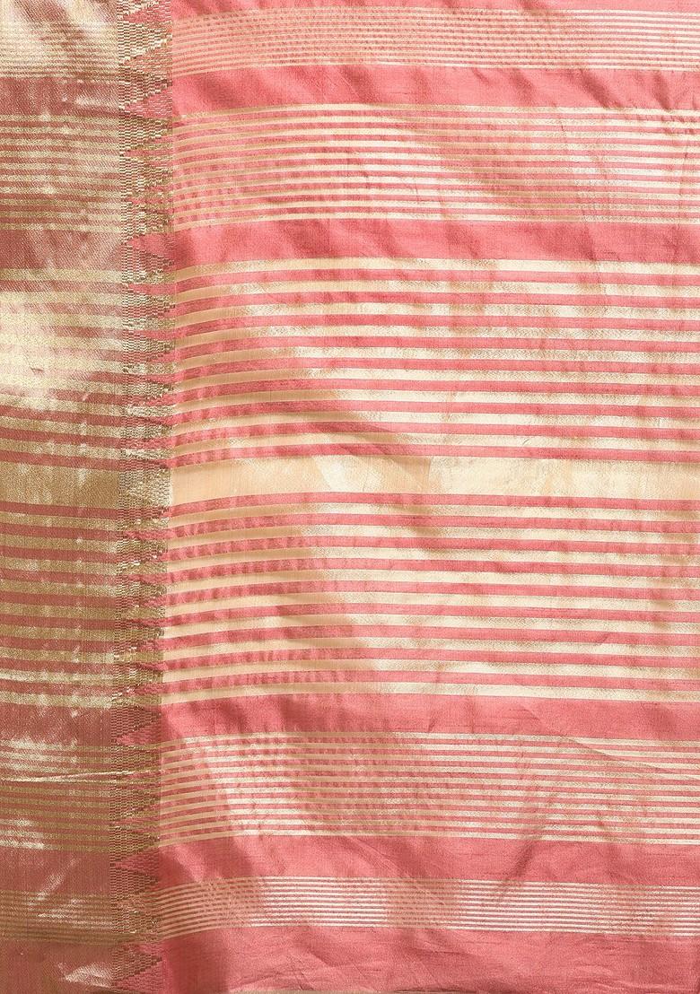 Pink Embroidered Silk Saree Set