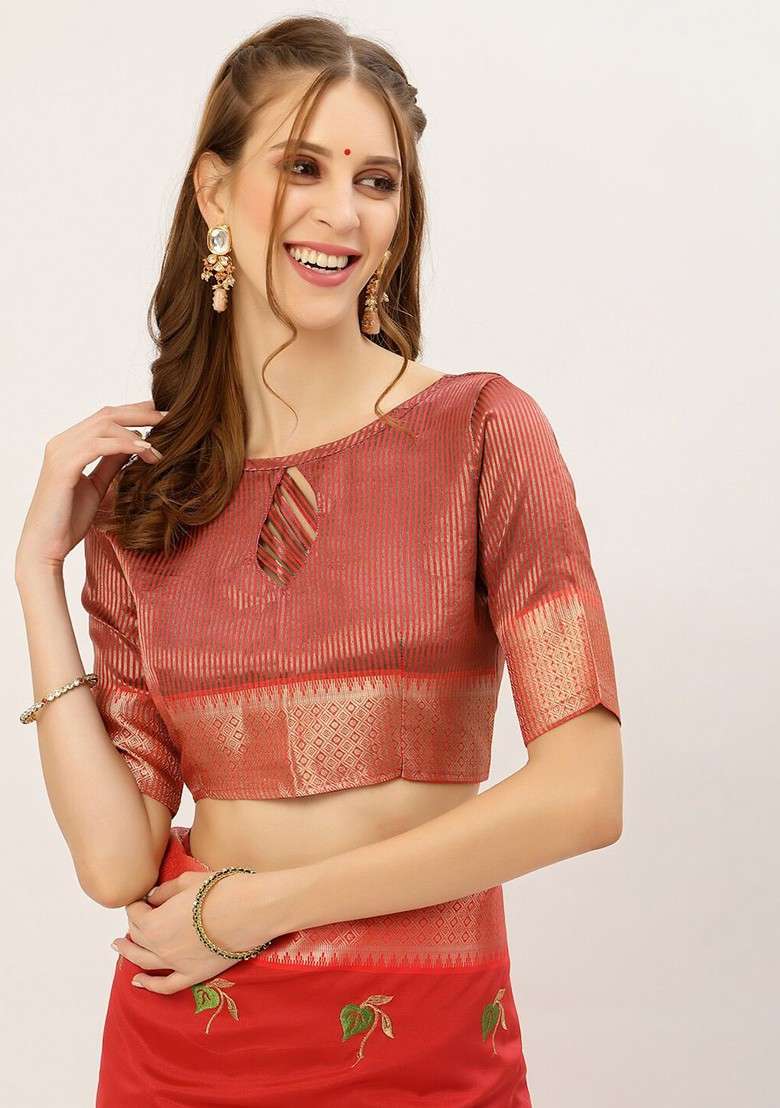 Pink Embroidered Silk Saree Set - Indya