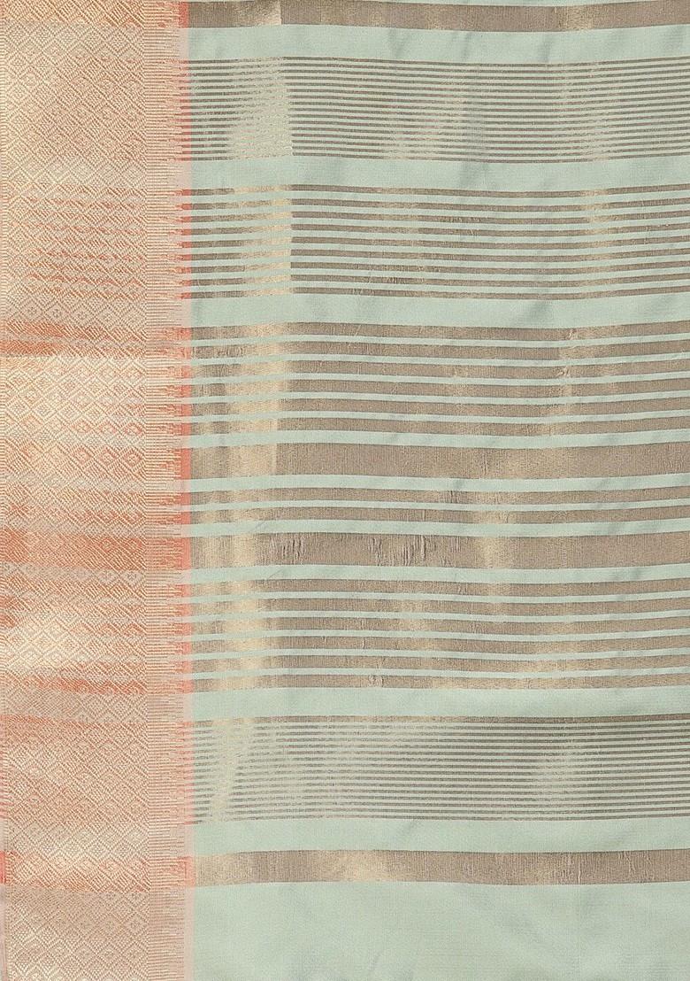 Turquoise Blue Embroidered Silk Saree Set