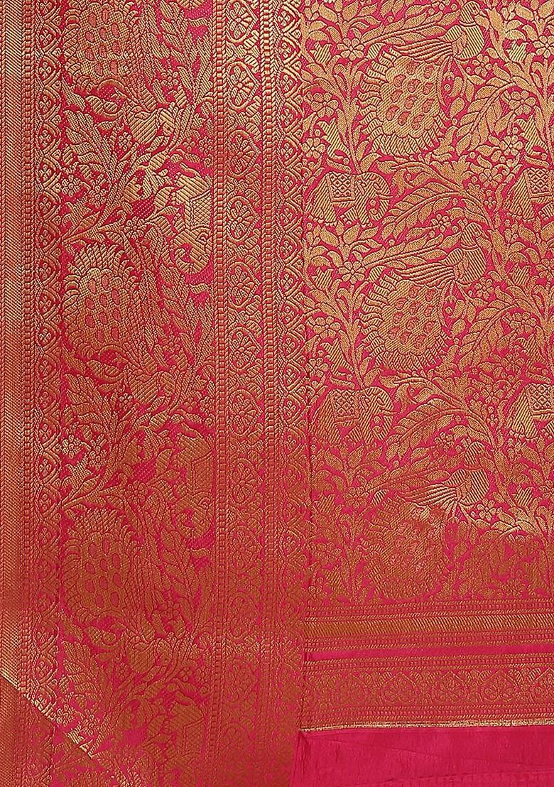 Navy Blue Embroidered Silk Saree Set